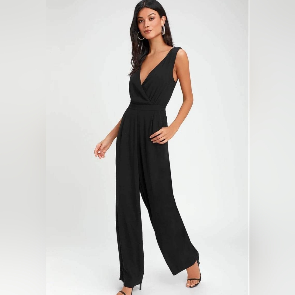 Lulus Kiska Black Lace Wide-Leg Jumpsuit